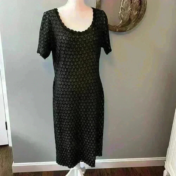 St. John black/tan black dress size 14 - Picture 1 of 8